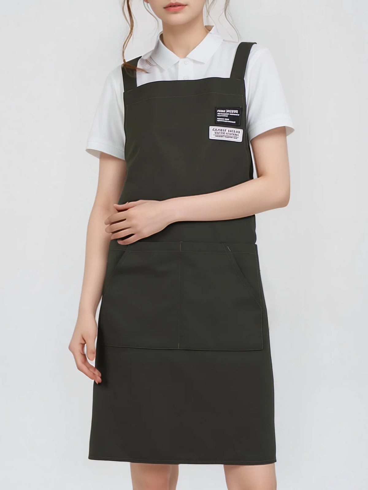 tablier toile noir vert foncé marron gris moderne poche avant épaulières cuisine restaurant