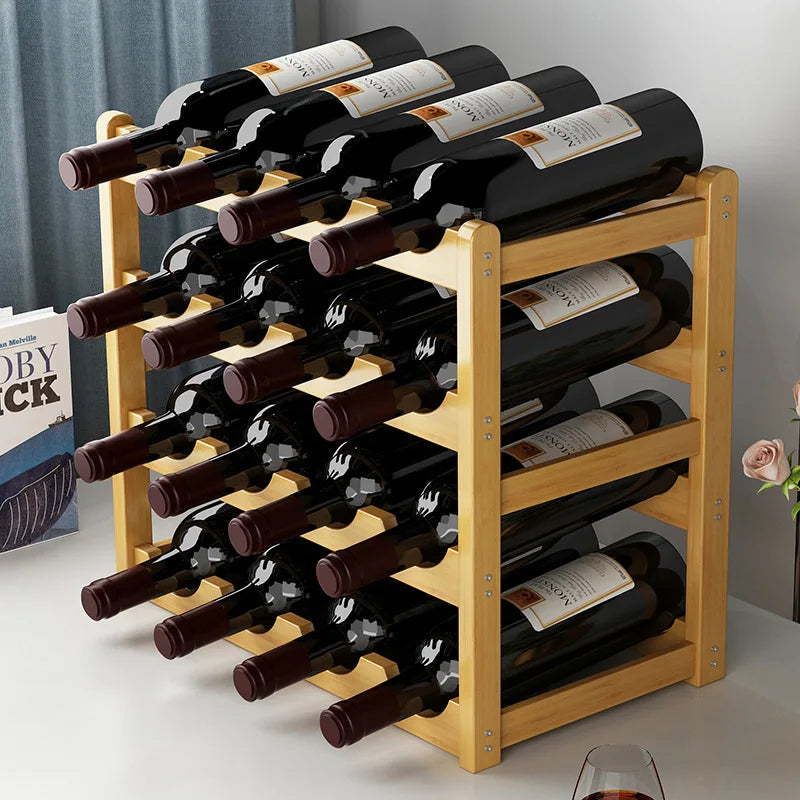 support bouteilles vin bois naturel moderne stable vis fixations 33cm 24cm 15cm respectueux environnement