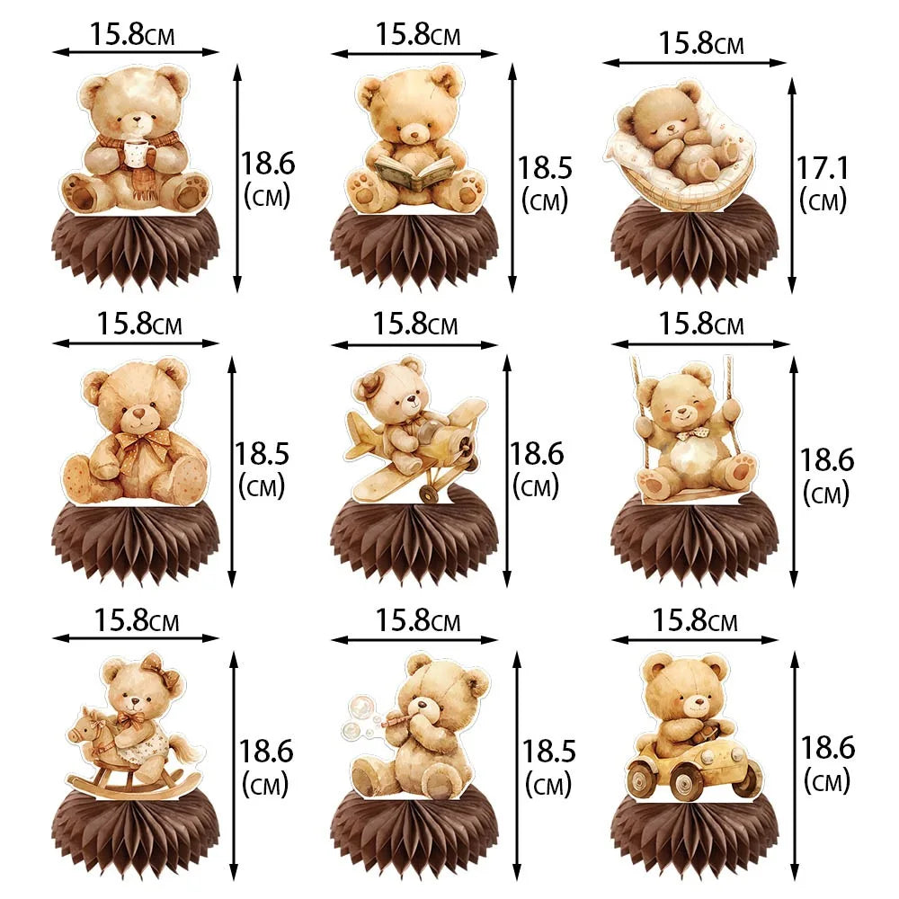 figurines nounours marron clair enfantin décoration anniversaire noël saint valentin festiveDecorationFêteEnfant