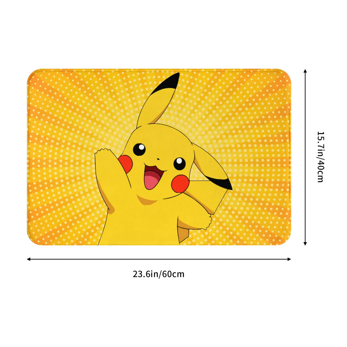 tapis sol antidérapant pikachu jaune noir rouge cartoon pois flanelle 60x40cm chambre cuisine salon