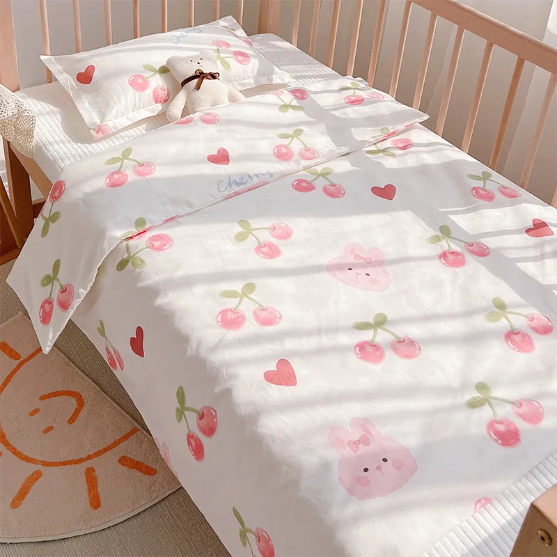 ensemble literie bébé drap plat couette oreiller motifs dessins animés couleur beige panda animaux