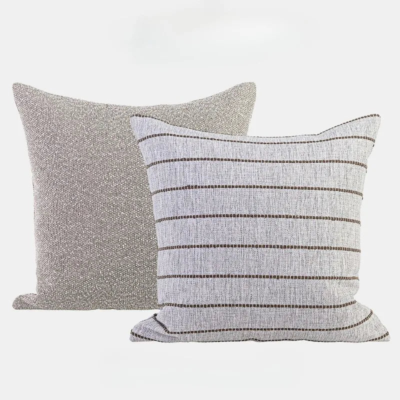 coussin gris rayures noir moderne imperméable polyester 45x45cm décoration intérieure extérieure patio jardin voiture