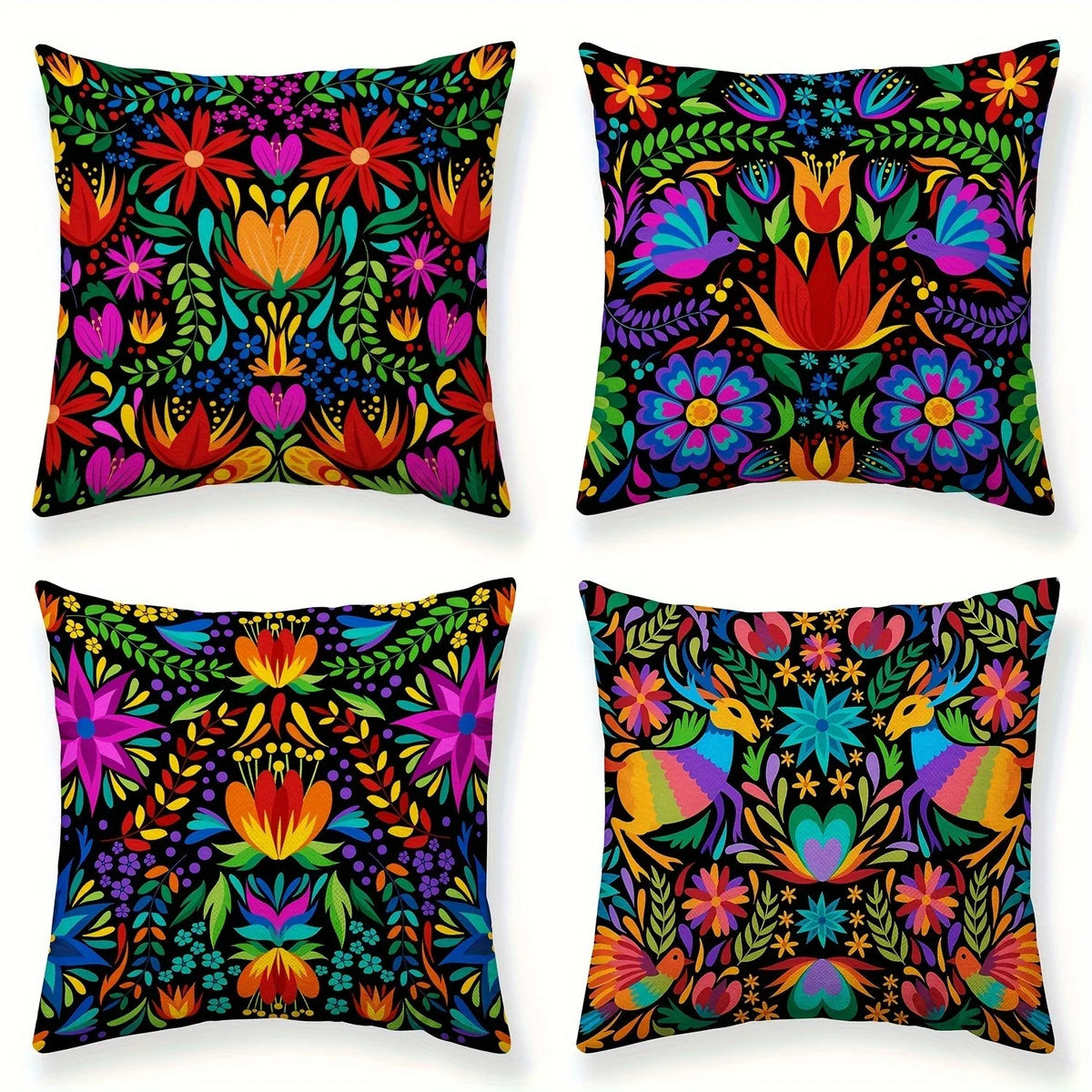 housse coussin polyester floral moderne noire 40x40cm 45x45cm 50x50cm 60x60cm machine laver