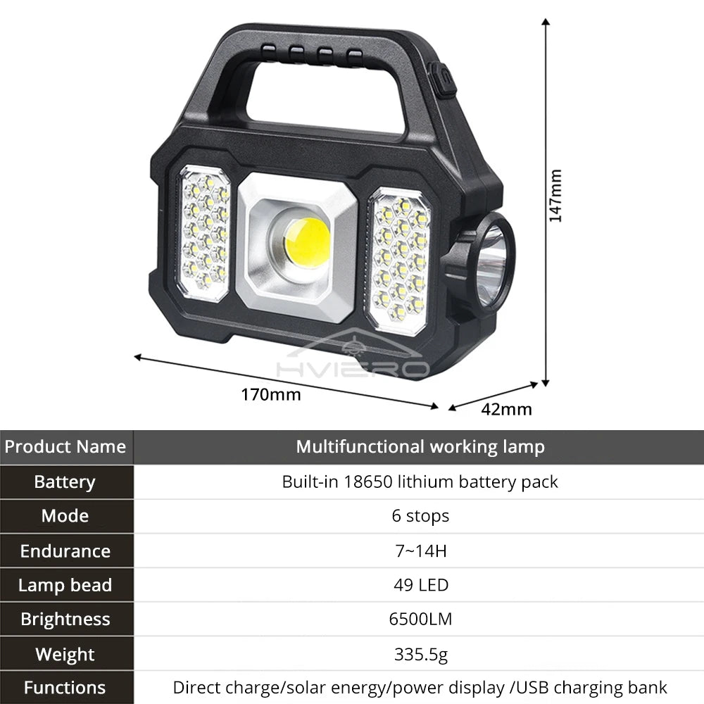 lampe poche rechargeable led 49 modes lumiere intense veilleuse solaire