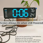 horloge numérique murale LED noir blanc température humidité semaine USB rechargeable moderne