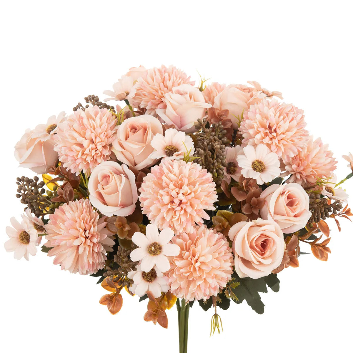 bouquet fleurs artificielles roses soies classiques romantiques blancs roses orangers marrons intérieur décoration mariage