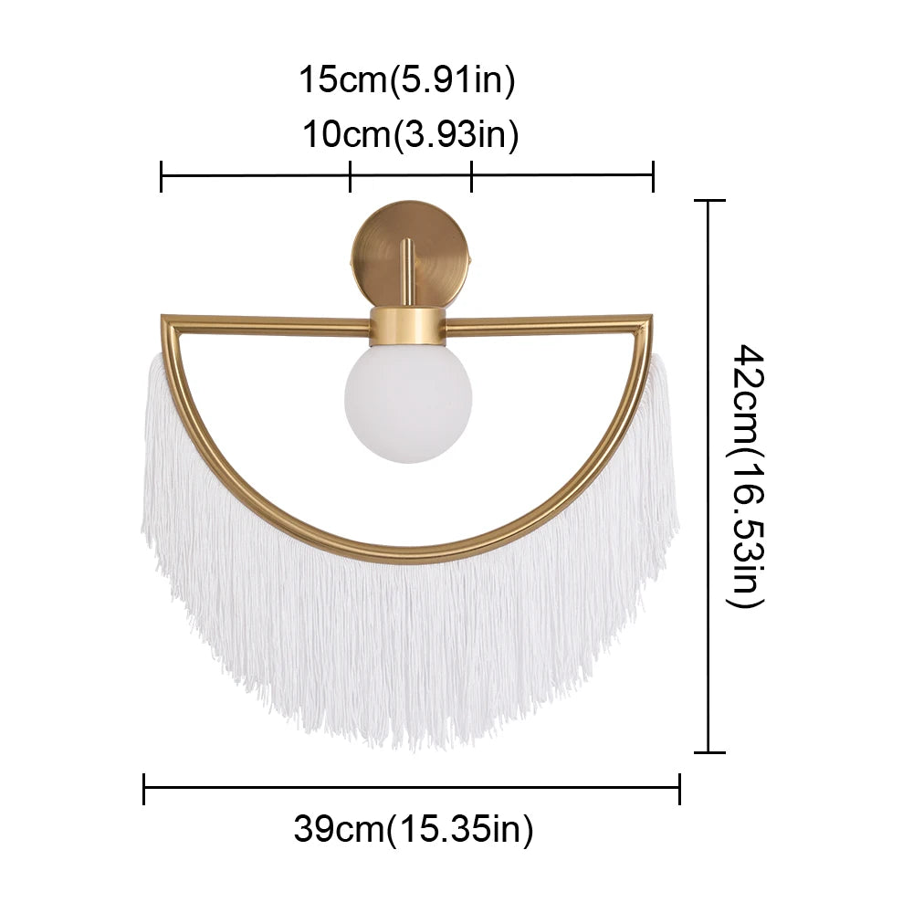 applique murale moderne or blanc rose vert jaune franges acier inoxydable murale led élégante
