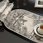 serviette table verte classique fleurs lin respectueux environnement 30x45cmversible facile nettoyer