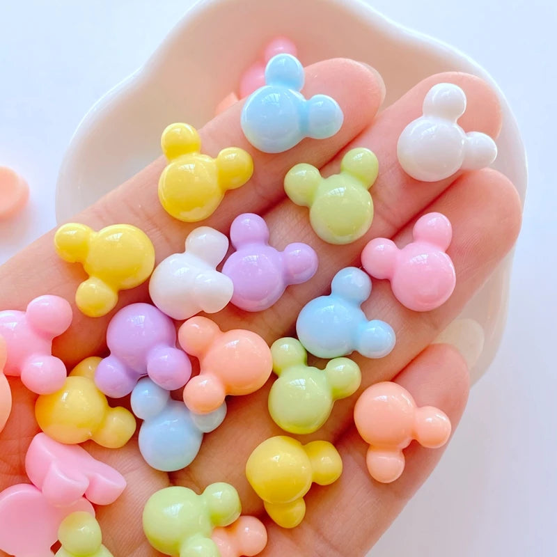 decoratives resine forme coeur etoile fleur couleurs vert jaune rose blanc bleu violet 11mm