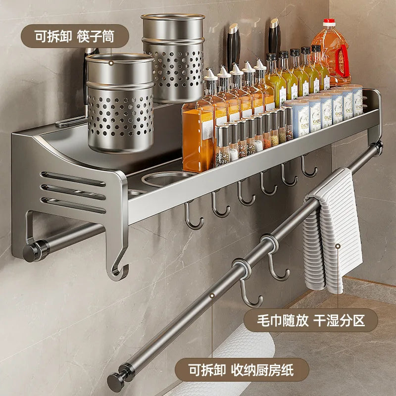 étagère murale multifonction imperméable pvc argentée moderne porte baguettes couteaux cuillères gobelets verres tasses
