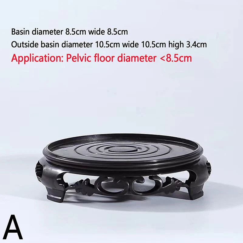 support plante texture bois motifs sculptés classique noir artisanalDecorationJardin FixationInvisible