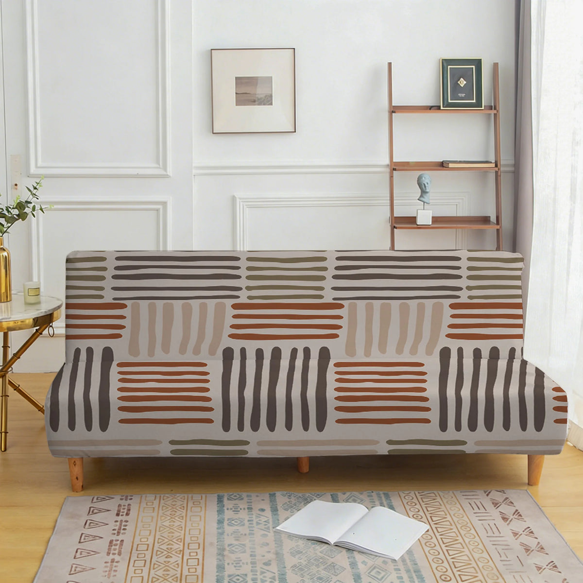 couverture canapé lit élastique géométrique noir gris moderne machine lavable 185 210cm