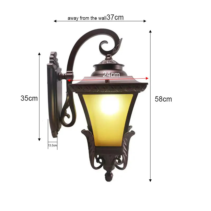 lampe murale extérieure classique vintage motif floral aluminium noir jaune ip65 led 110v 240v