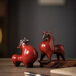 décoration céramique chevaux figurines couleur vert rouge gris minimaliste asiatique nouveau classique post moderne
