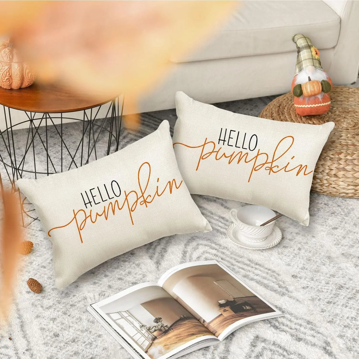 taies d'oreiller modernes hello pumpkin orange lettrage non toxique polyester respectueux environnement decoration automne