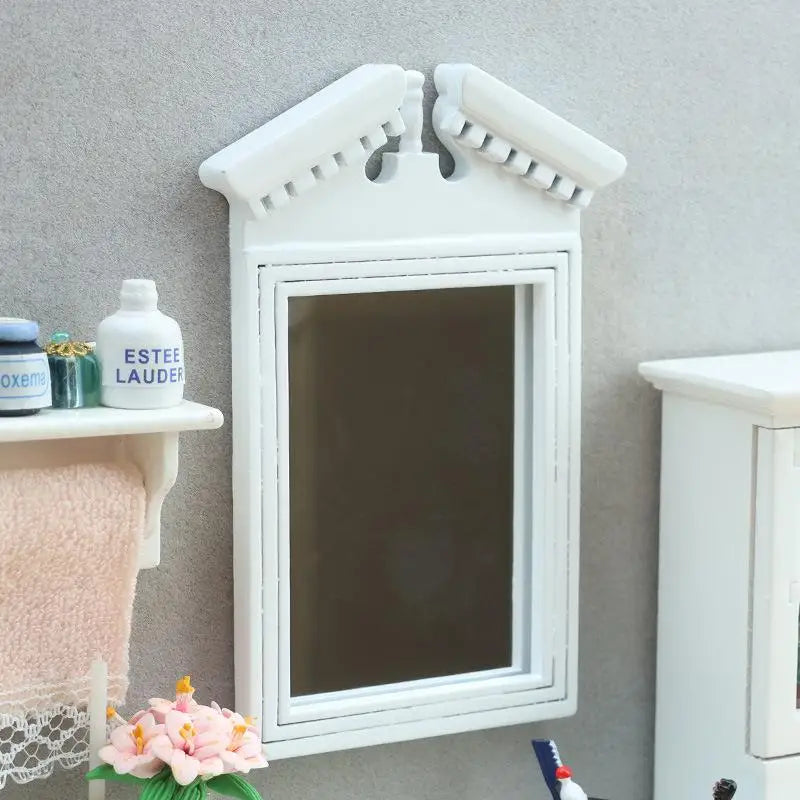 miroir blanc classique vintage texture vieillie fixation murale décoration salle bain