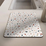 tapis séchage vaisselle gris effet terrazzo absorbant antidérapant cuisine évier moderne