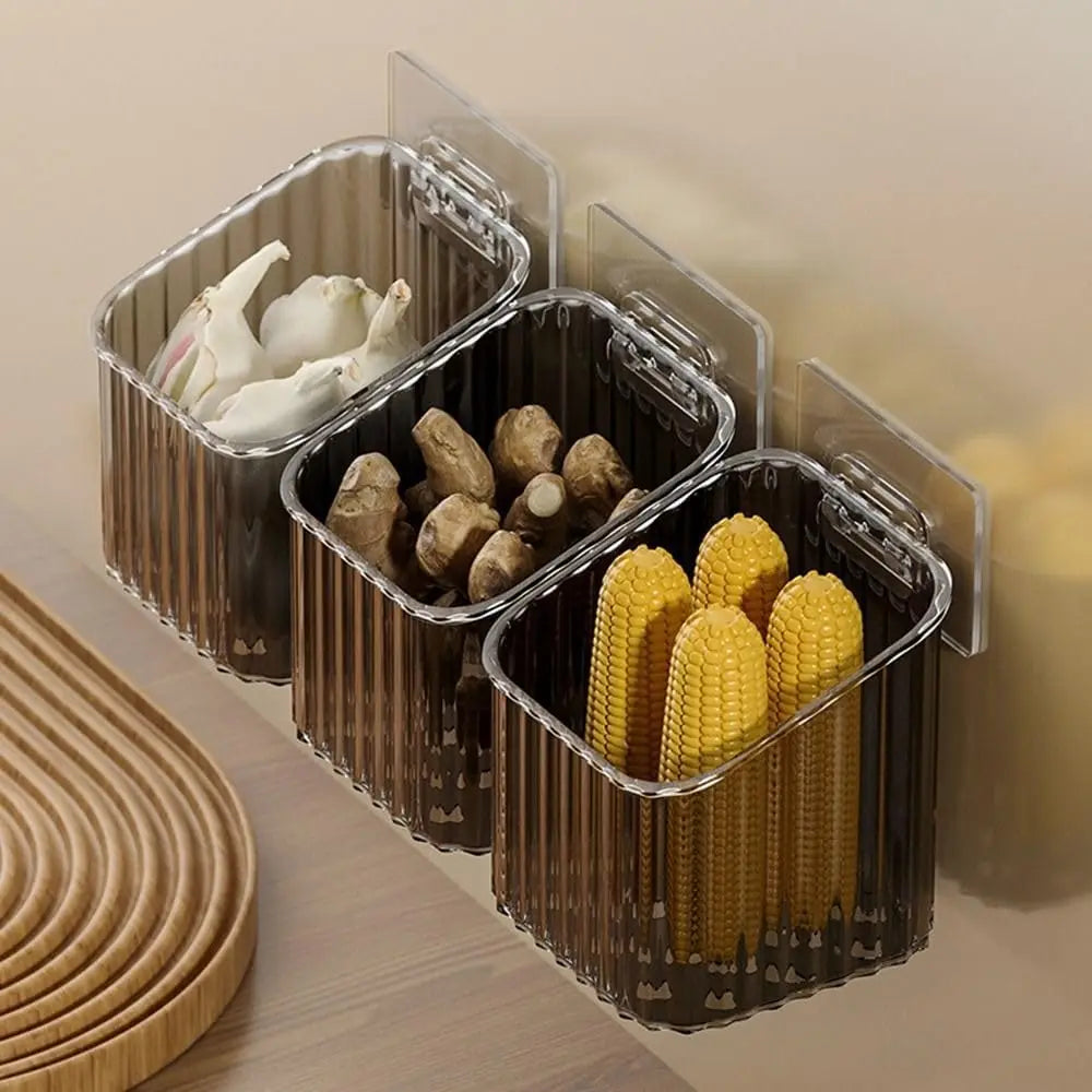 paniers rangement transparents vert clair moderne clips adhésifs poignées minimaliste porte armoire douche cuisine