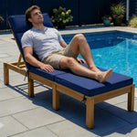 transat bleu marine moderne antidérapant mousse pu polyester uni opaque ruban fixationextérieur patio plage