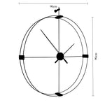 horloge murale moderne minimaliste double face métal noir aiguille quartz silent living room