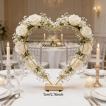 décoration mariage romantique or blanc rouge vert coeur bois fleurs bougies tableextérieur