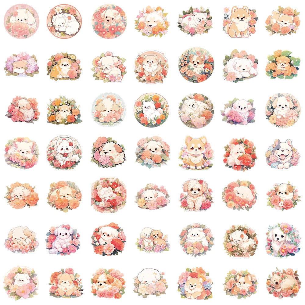 sticker animal dessin animé enfant kawaii fleurs adhésif imperméable collection papeterie