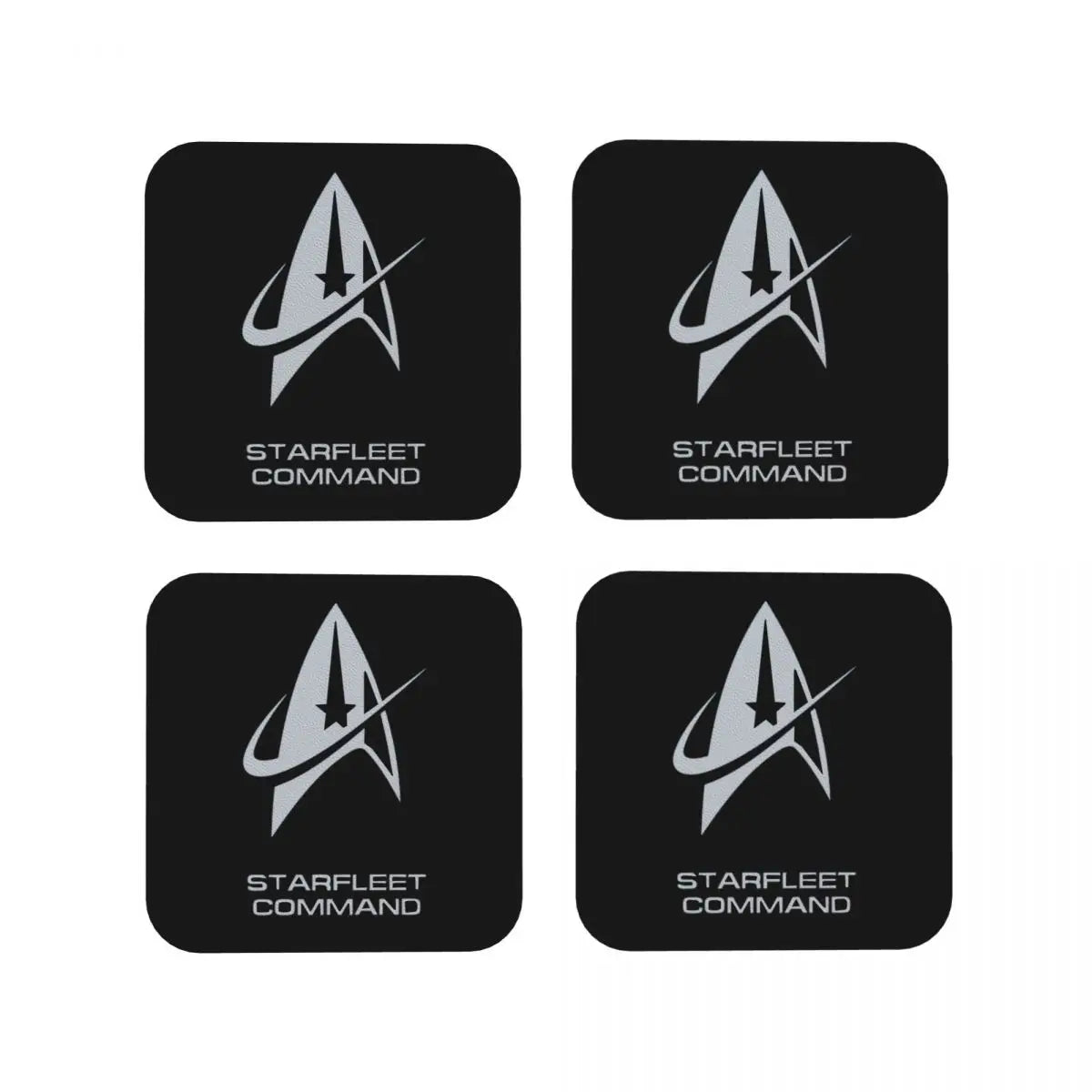 sous verres starfleet command logo étoiles noir antidérapants moderne cuisine restaurant bar