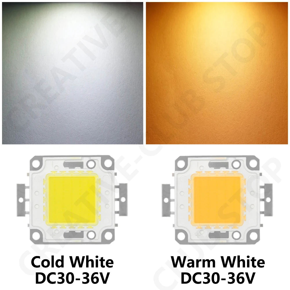 LED COB Chip carré blanc jaune 20W 30W 50W modernes spots publicitéextérieur