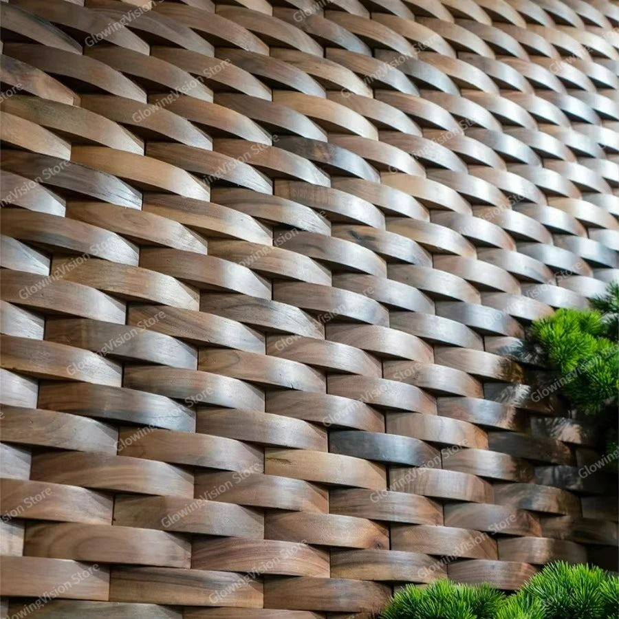 panneau mural décoratif bois 3d marron clair brun foncé moderne tissé diagonale