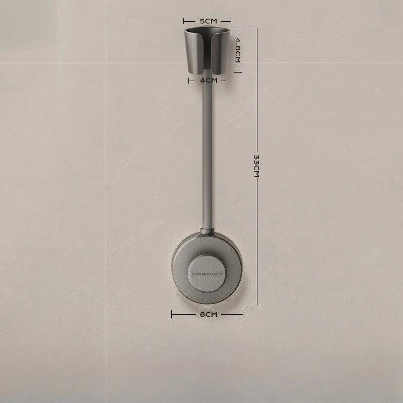 support mural sèche cheveux gris blanc moderne minimaliste adhésif réutilisable plastique abs