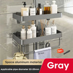 étagère douche argentée moderne vis fixations étagères accessoires toilettes shampooing savonDecoration