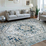 tapis sol floral géométrique bleu orange classique moderne chambre salonextérieur