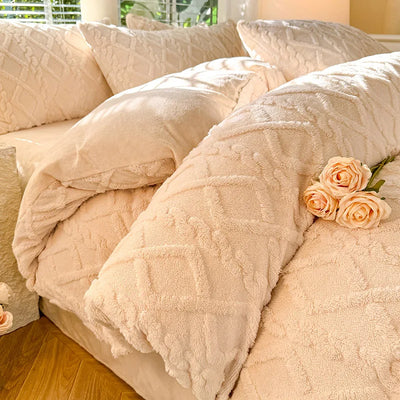 Housse de couette en velours gris clair pour lit double