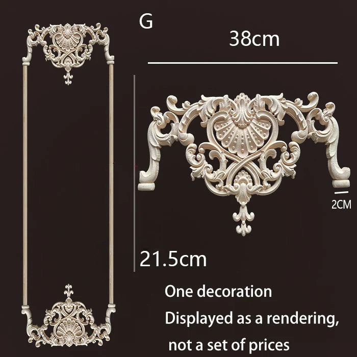 ornement mural bois blanc sculpture baroque fleurs motif classique décoration maison ancien décor