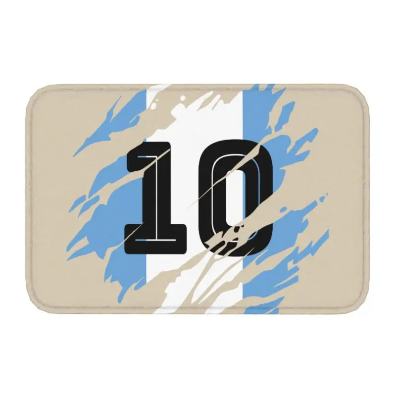 tapis noir bleu blanc maradona signature numéro moderne extérieur antidérapant imperméable sol porte
