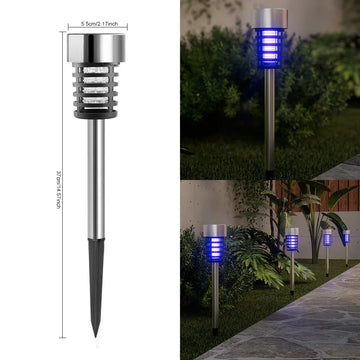 piège insectes solaire argenté moderne tige plantable lumière bleue extérieur jardin patio