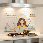 sticker mural cuisine multicolore dessin animé fruits ustensiles adhésif respectueux environnement