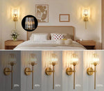 applique murale led or moderne abat jour transparent cristal élégante interrupteur rotatif chambre salon