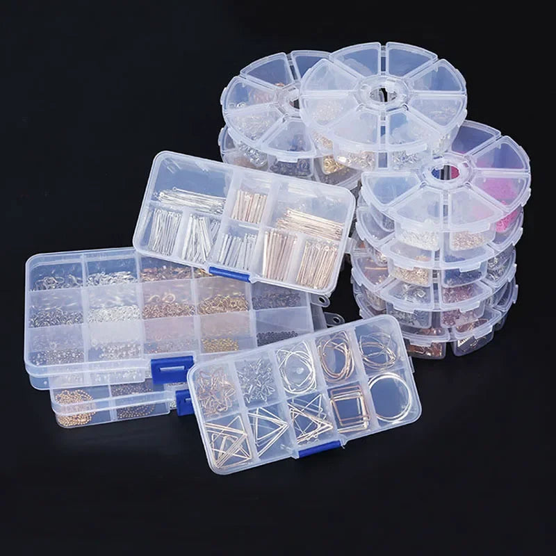 boîtes rangement bijoux transparentes plastique modernes poignées organisation pratique grandes petites