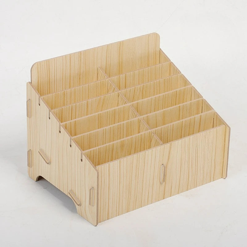 boîte rangement bois naturelle moderne grilles divisées bijoux accessoires rose marron minimaliste