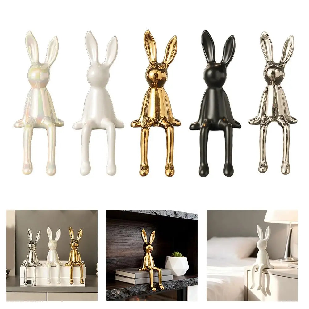 figurine céramique moderne blanc noir doré argenté pailleté minimaliste salon entrée armoire TV ornement