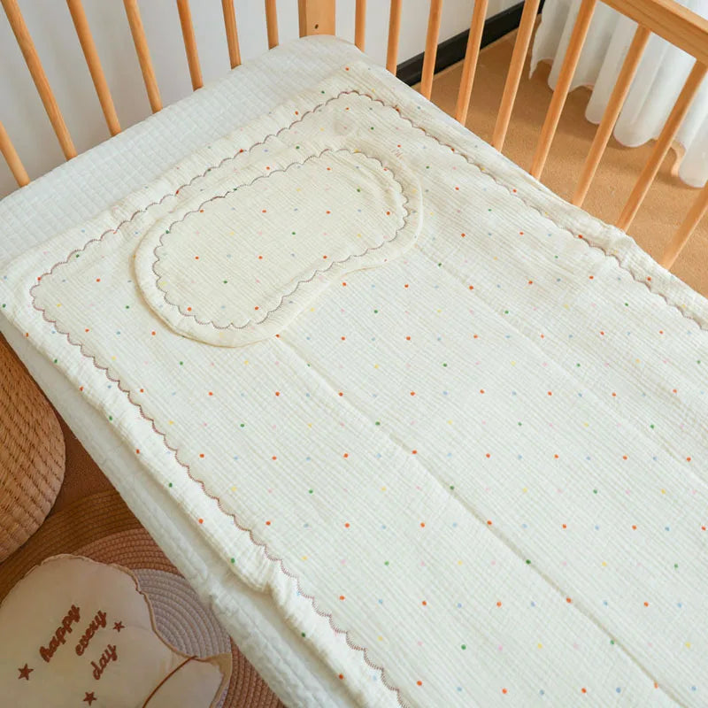 tapis bébé blanc points colorés bordure dentelée doux classique 60x100cm 3ans