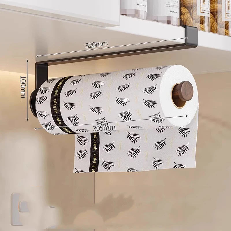 porte rouleau papier essuie tout moderne acier noir rangement serviettes mugs cuisine minimaliste fixations