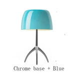 lampe table moderne blanc orange rouge pied métal base cuivrée led chambre salon
