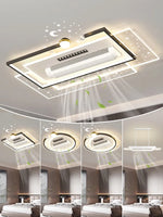 ventilateur moderne led noir blanc doré lumineux salon chambre étude entrée