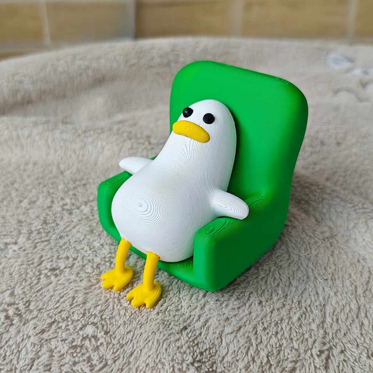 fauteuil miniature vert blanc jaune texture 3d moderne cartoon adhésif oiseau inclusion moderne