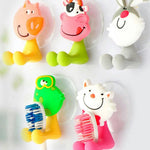 porte brosses dents animaux décoratifs vert jaune rose blanc gris adhésif suction enfants