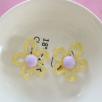 clips cheveux fleurs violet blanc orange vert jaune rose bleu kawaii
