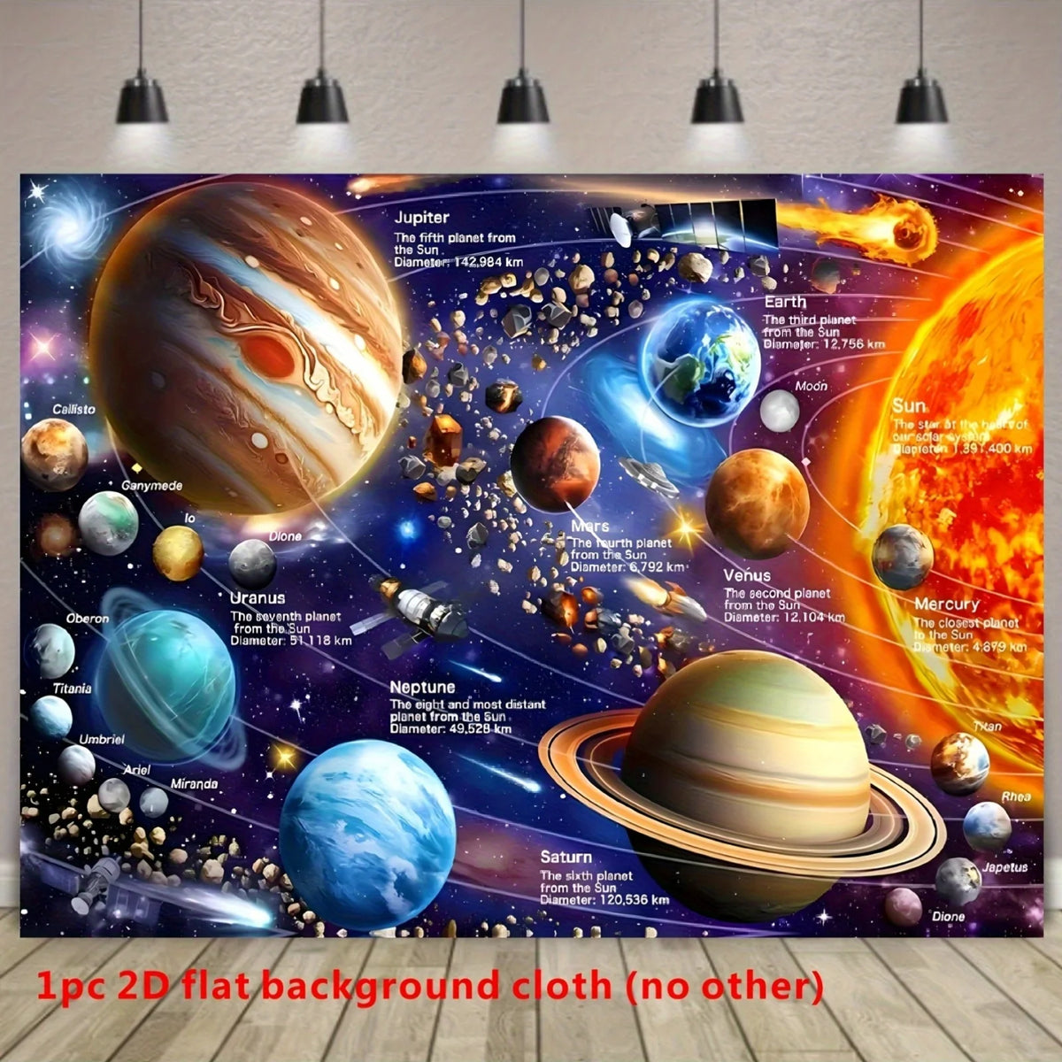 décoration murale système solaire planètes multicolore éducative illustration clips chambre enfant moderne