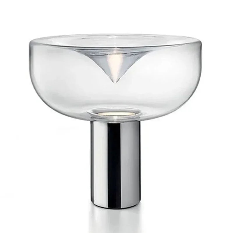 lampe table led transparente moderne base métallique interrupteur tactile vde certifié flux lumineux variable